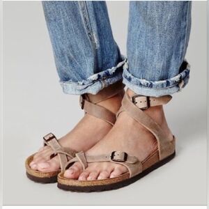 NWOB Birkenstock Yara Tobacco Brown Oiled Leather Regular  Size 39